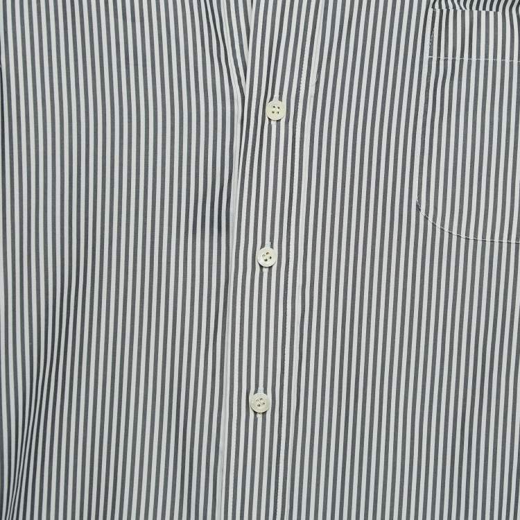 Pre Owned Balenciaga White/Grey Striped Cotton Blend Oversized Shirt M