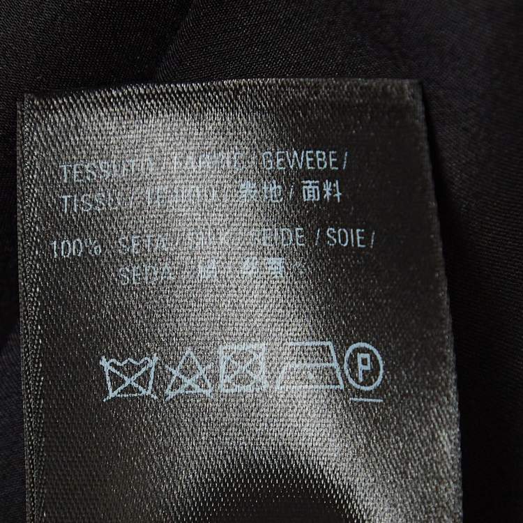 Pre Owned Balenciaga Black Satin Silk Tie-Up Neck Button Front Shirt S