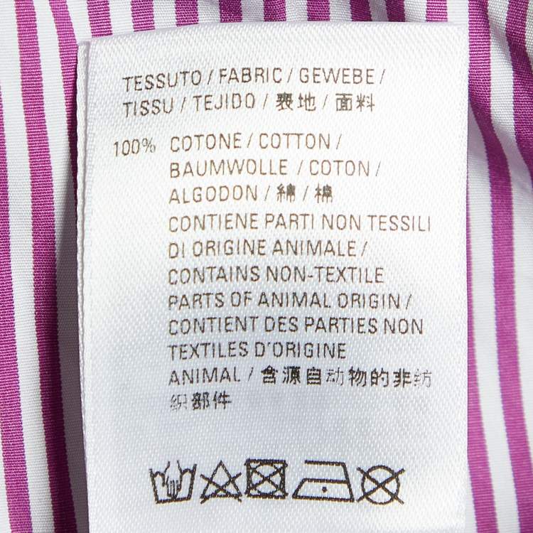 Pre Owned Balenciaga Pink/White Striped Logo Print Cotton Oversized Shirt S