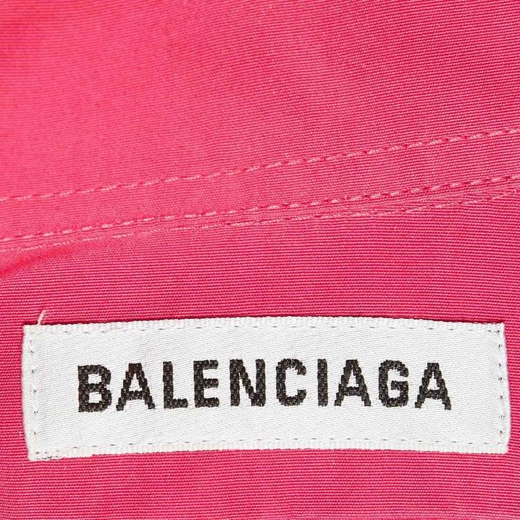 Pre Owned Balenciaga Pink Logo Print Cotton Oversized Shirt S