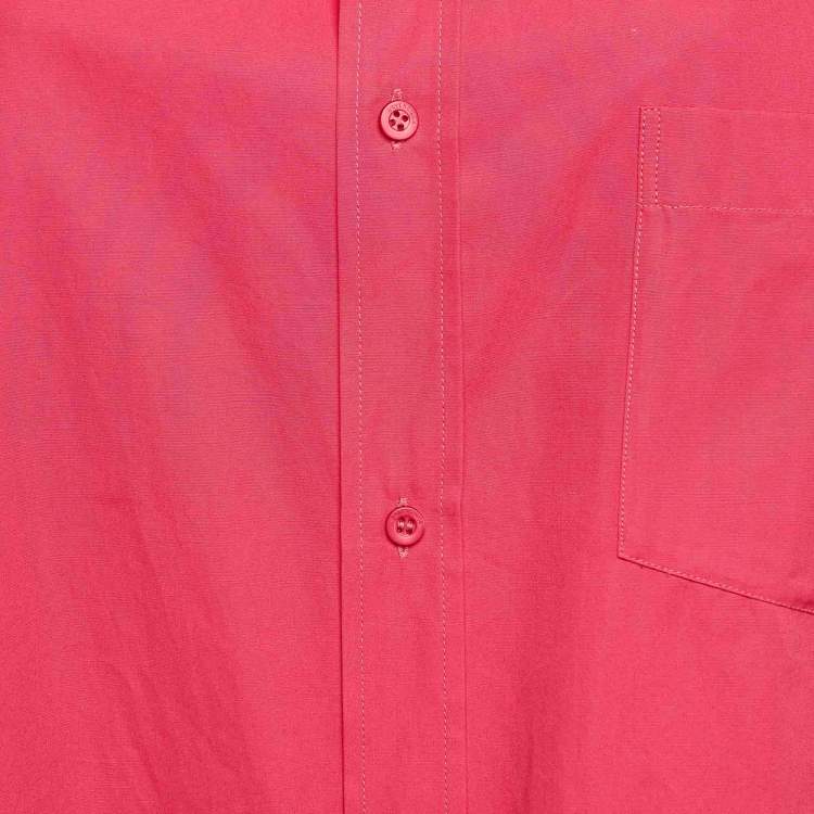 Pre Owned Balenciaga Pink Logo Print Cotton Oversized Shirt S