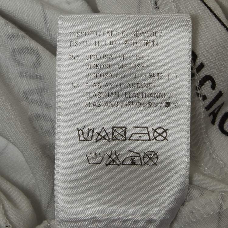 Pre Owned Balenciaga White Diagonal Logo Print Jersey Long Sleeve T-Shirt S