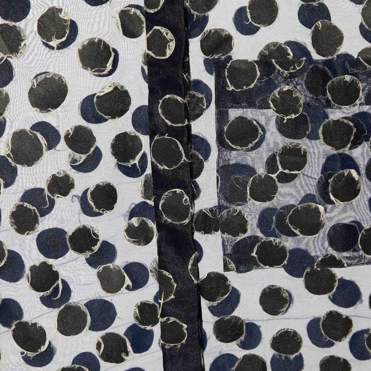 Pre Owned Balenciaga Navy Blue Dotted Pattern Organza Button Front Blouse M