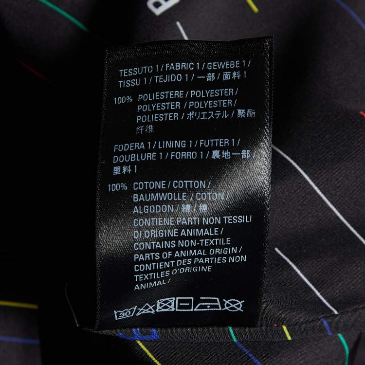 Pre Owned Balenciaga Black All Over Logo Print Technical Oversized Coat S