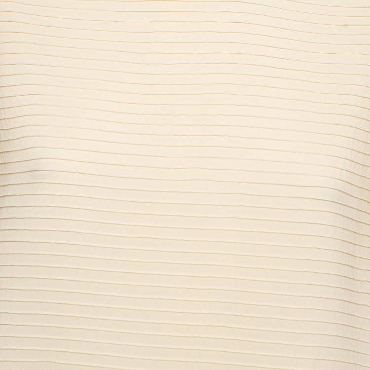 Pre Owned Balenciaga Cream Silk Pintuck Detail A-Line Shift Dress M