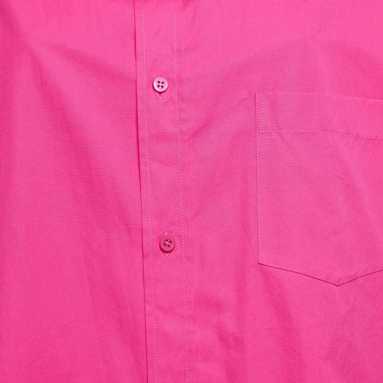 Pre Owned Balenciaga Pink Logo Print Cotton Oversized Shirt S