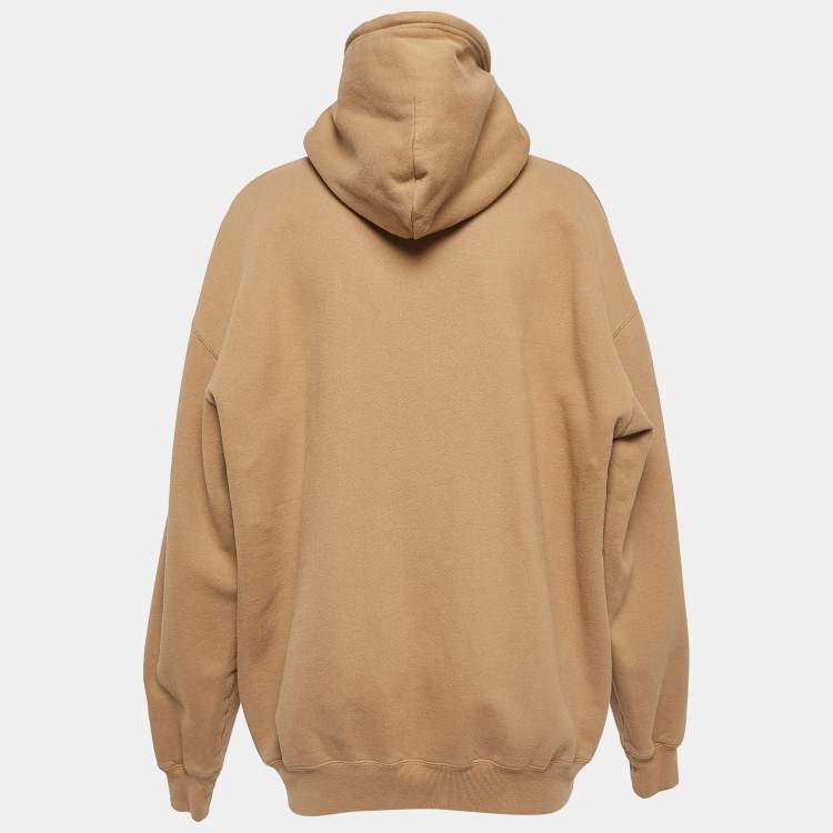 Pre Owned Balenciaga Brown BB Corp Cotton Fleece Hoodie XS