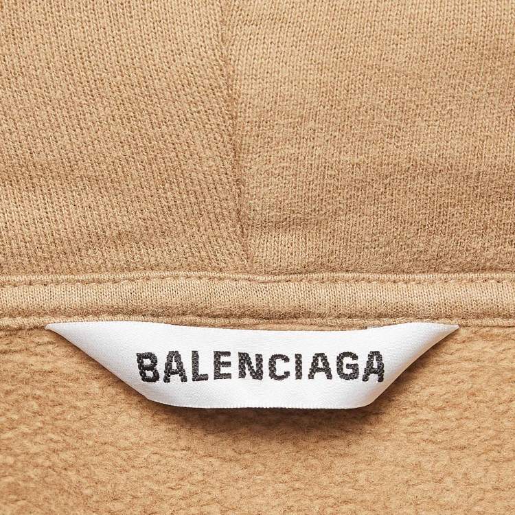 Pre Owned Balenciaga Brown BB Corp Cotton Fleece Hoodie XS