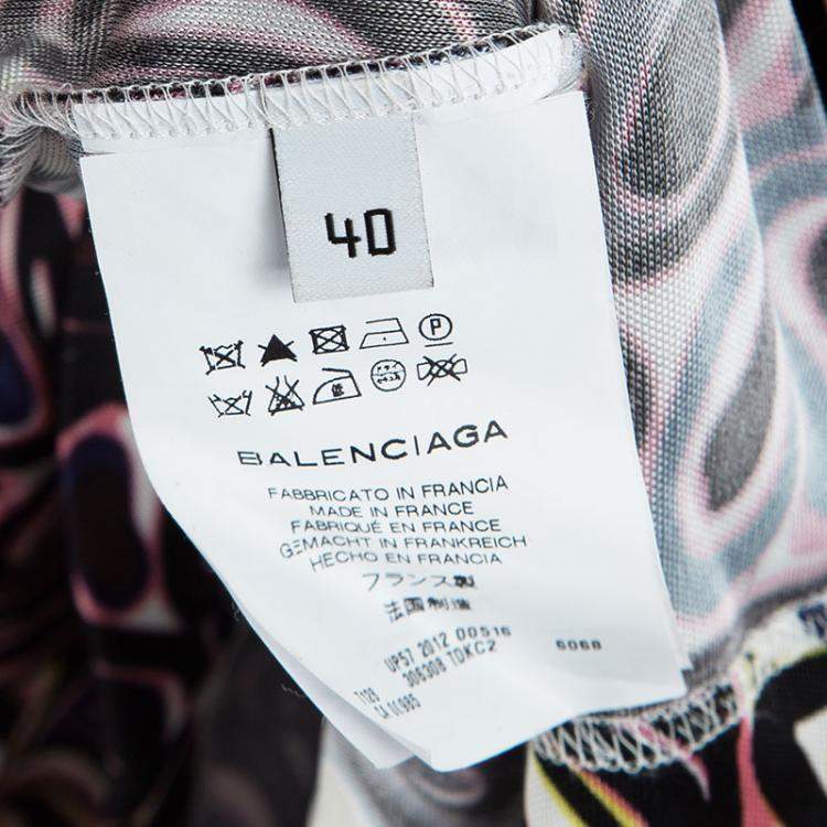 Pre Owned Balenciaga Multicolor Printed Knit Long Sleeve Top M