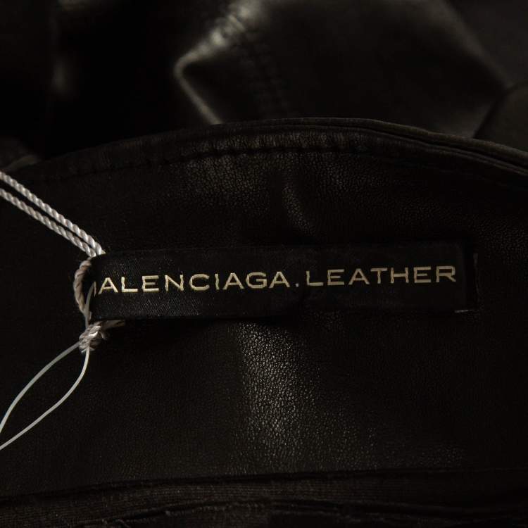 Pre Owned Balenciaga Black Leather Skinny Trousers M