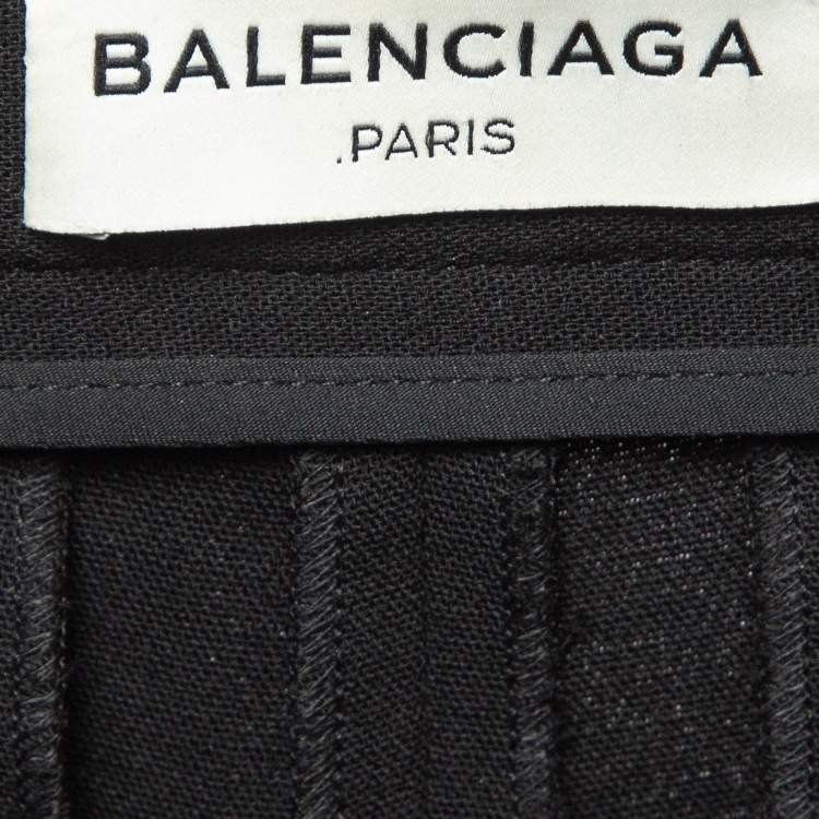 Pre Owned Balenciaga Black Wool Draped Detail Trousers M