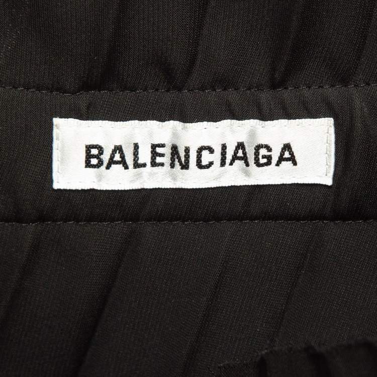 Pre Owned Balenciaga Black Crepe Plisse Asymmetric Midi Skirt S