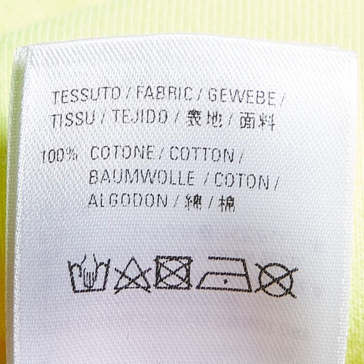 Pre Owned Balenciaga Neon Yellow Crew Print Cotton Oversized Hoodie XS