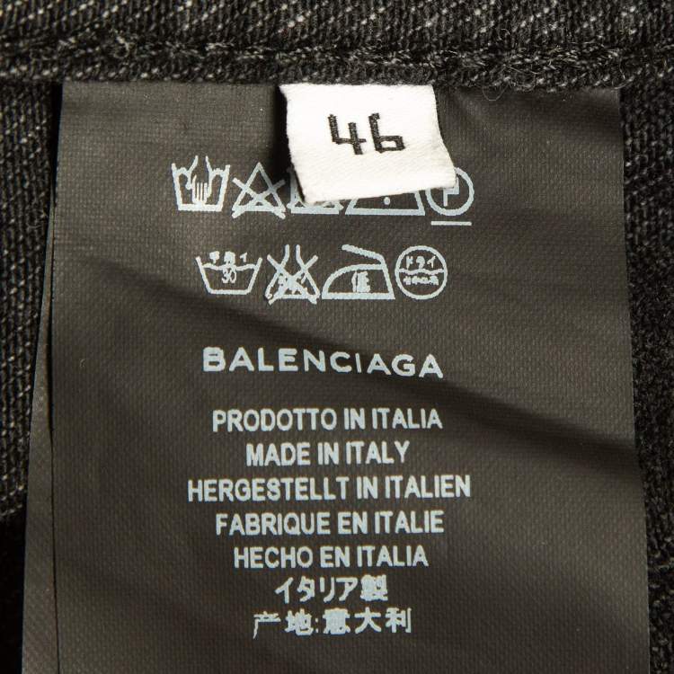 Pre Owned Balenciaga Black Sinner Embroidered Denim Distressed Jacket XL