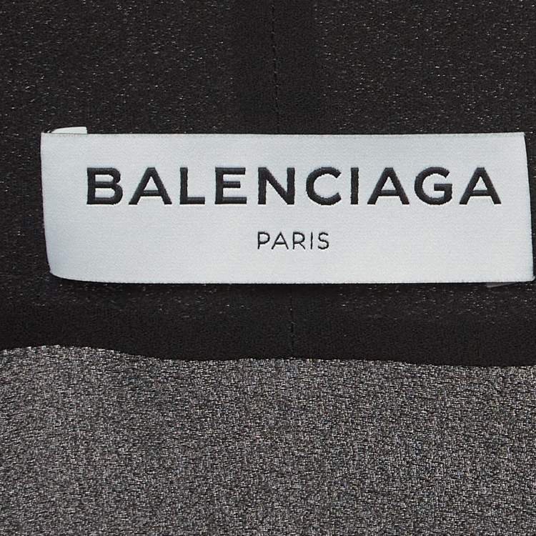 Pre Owned Balenciaga Black Silk Neck Tie Top S