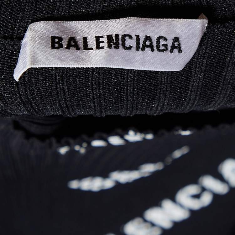 Pre Owned Balenciaga Black Logo Print Rib Knit Jumper XS