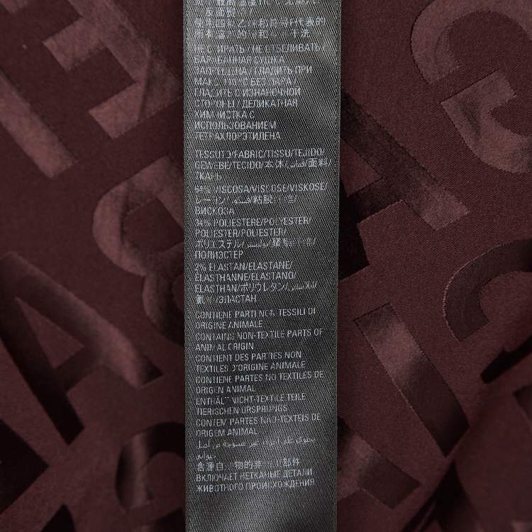 Pre Owned Balenciaga Burgundy Logo Jacquard Satin Oversized Shirt M