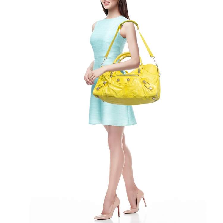 Pre Owned Balenciaga Yellow Leather GSH Part Time Tote
