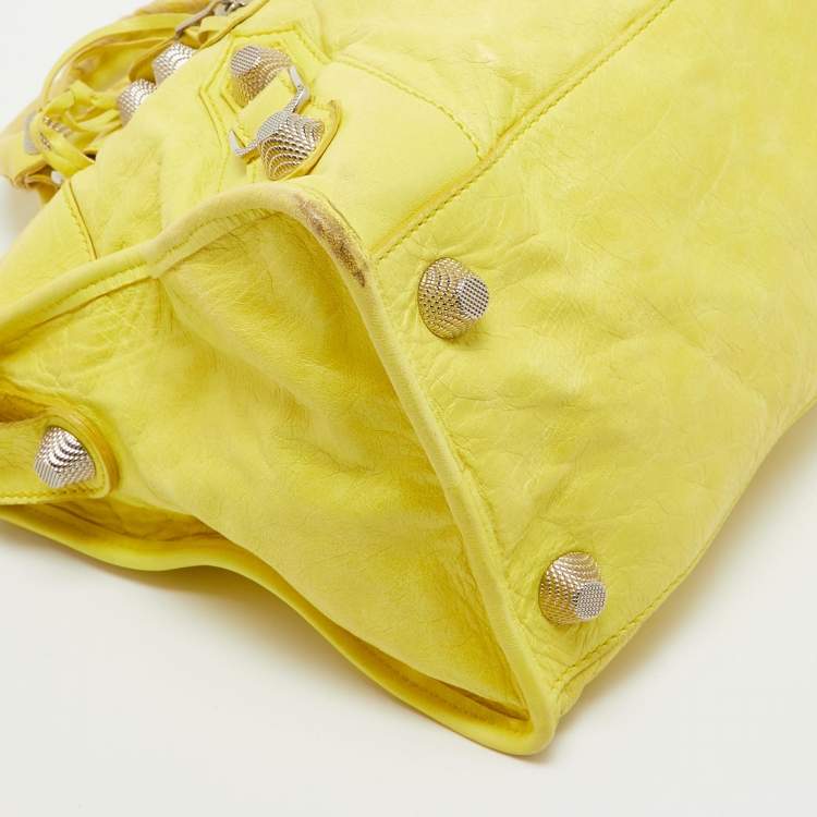 Pre Owned Balenciaga Yellow Leather GSH Part Time Tote