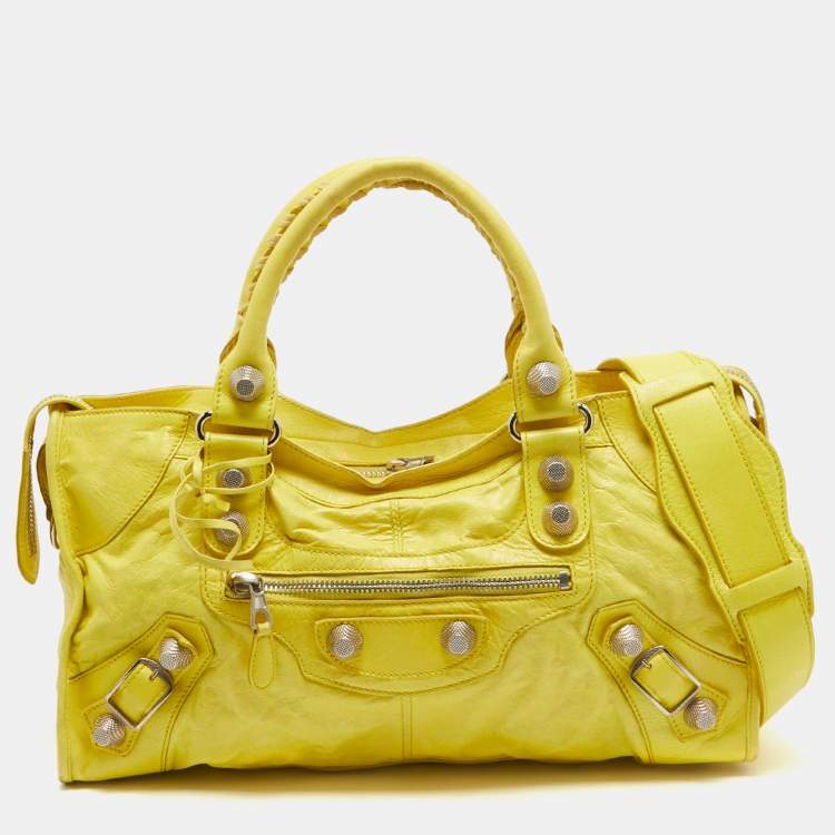Pre Owned Balenciaga Yellow Leather GSH Part Time Tote
