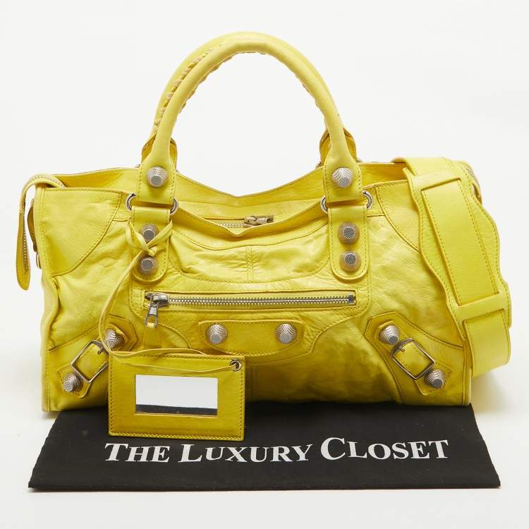 Pre Owned Balenciaga Yellow Leather GSH Part Time Tote