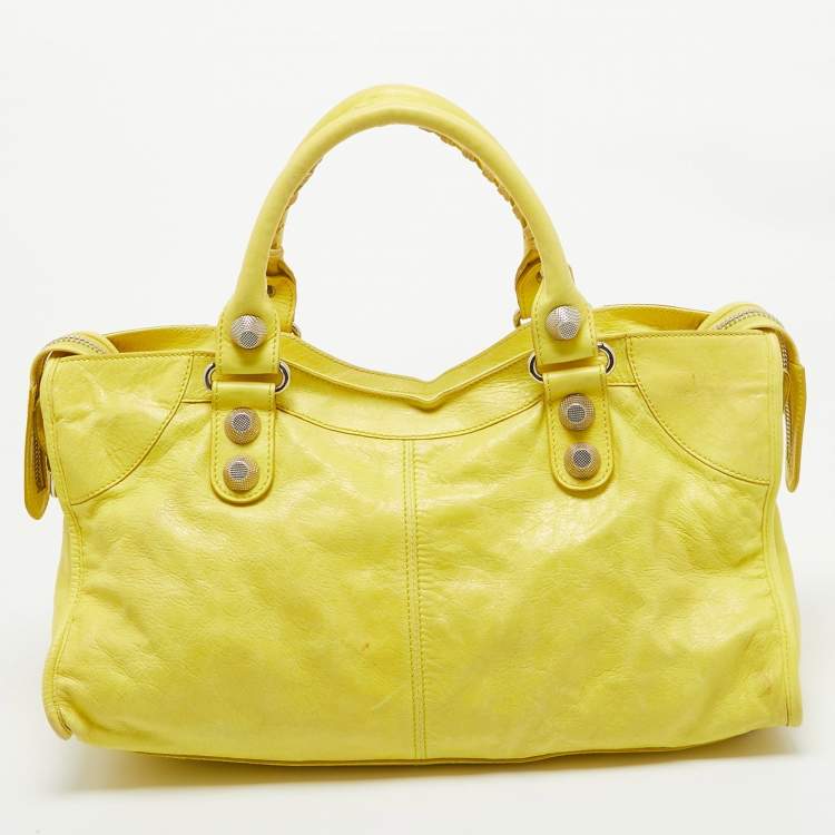 Pre Owned Balenciaga Yellow Leather GSH Part Time Tote