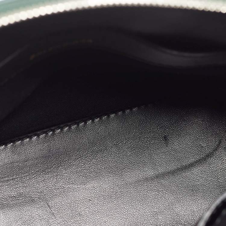 Pre Owned Balenciaga Green Croc Embossed Leather XXS Ville Satchel
