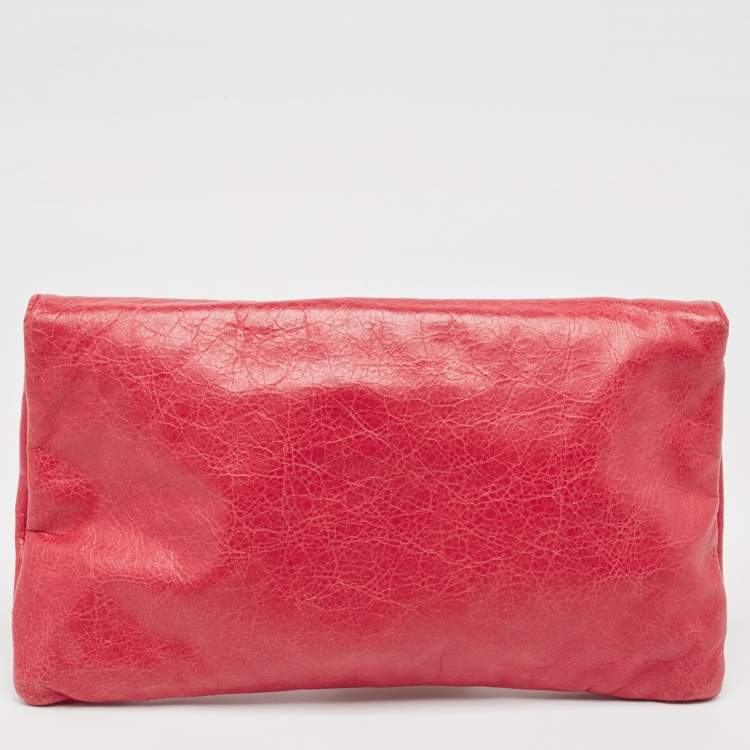 Pre Owned Balenciaga Dark Pink Leather RGH Envelope Clutch
