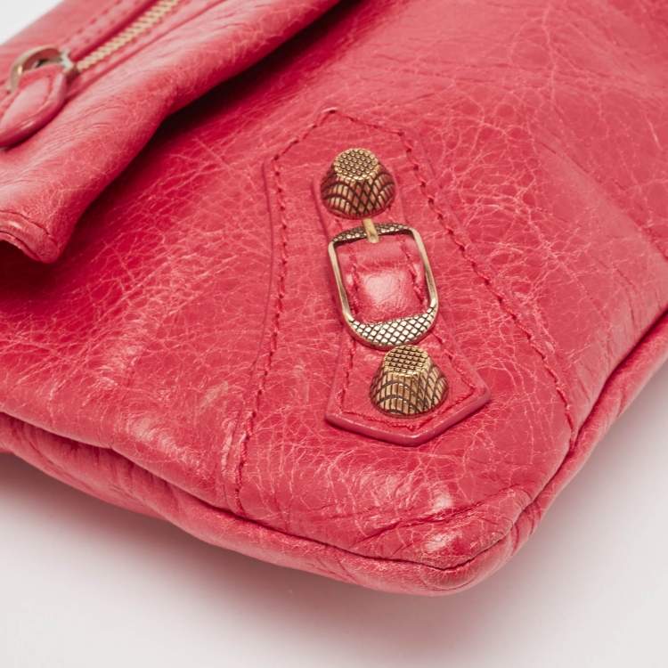 Pre Owned Balenciaga Dark Pink Leather RGH Envelope Clutch
