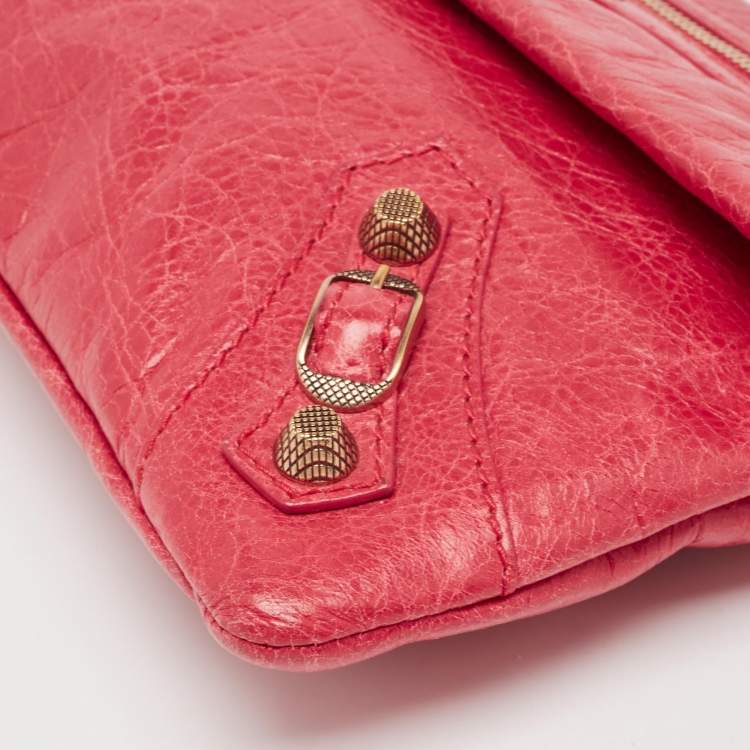 Pre Owned Balenciaga Dark Pink Leather RGH Envelope Clutch