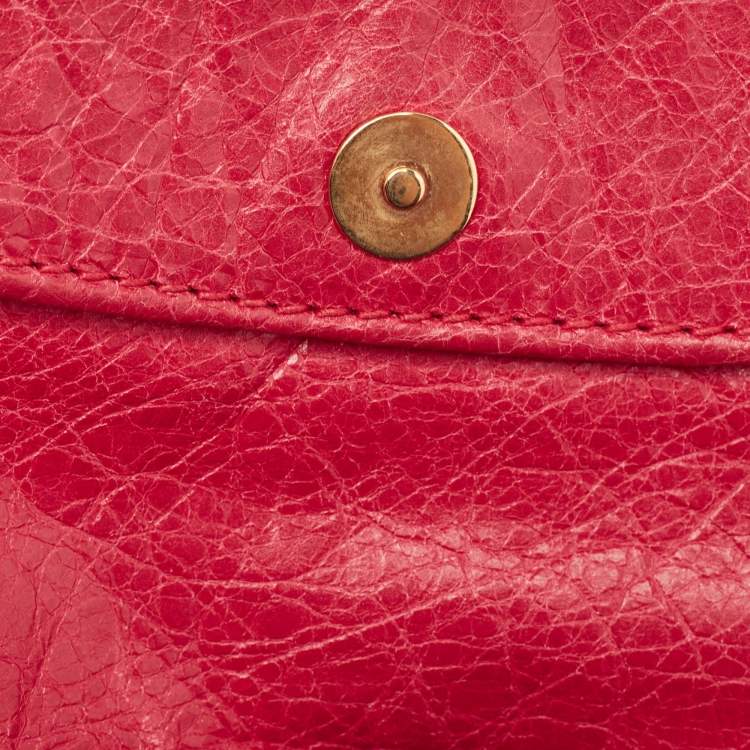 Pre Owned Balenciaga Dark Pink Leather RGH Envelope Clutch