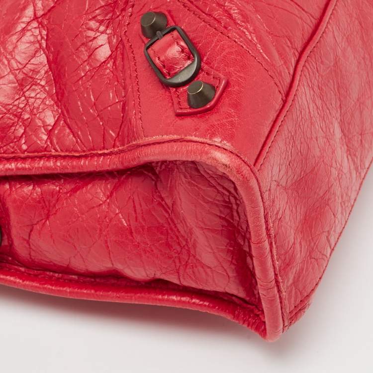 Pre Owned Balenciaga Red Leather Small Classic City RH Tote