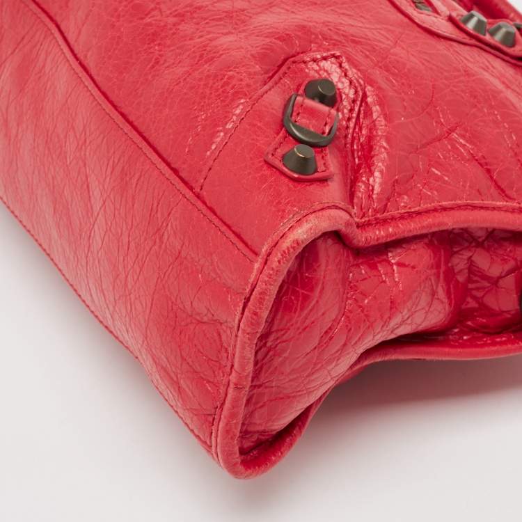 Pre Owned Balenciaga Red Leather Small Classic City RH Tote