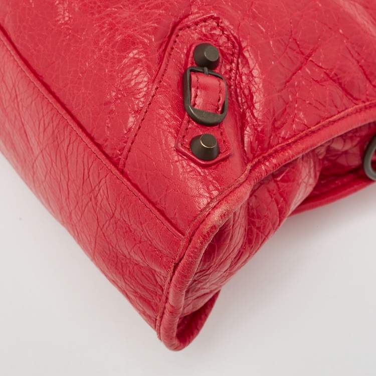 Pre Owned Balenciaga Red Leather Small Classic City RH Tote