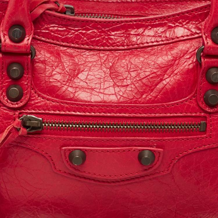 Pre Owned Balenciaga Red Leather Small Classic City RH Tote