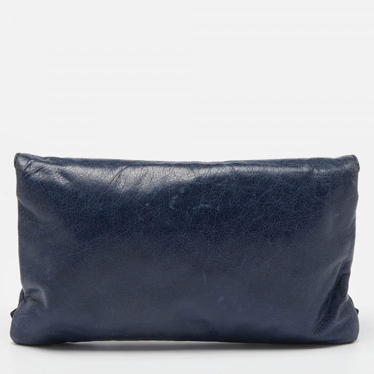 Pre Owned Balenciaga Blue Leather Giant 21 Envelope Clutch