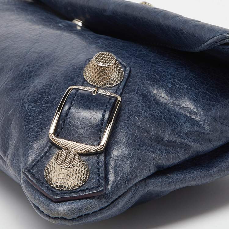Pre Owned Balenciaga Blue Leather Giant 21 Envelope Clutch