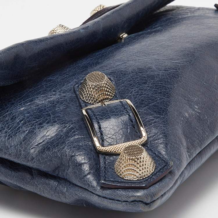 Pre Owned Balenciaga Blue Leather Giant 21 Envelope Clutch