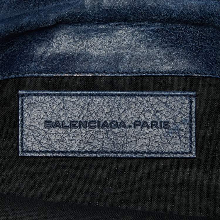 Pre Owned Balenciaga Blue Leather Giant 21 Envelope Clutch