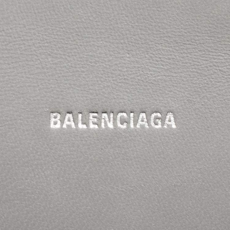 Pre Owned Balenciaga Grey Croc Embossed Leather XS Hourglass Top Handle Bag