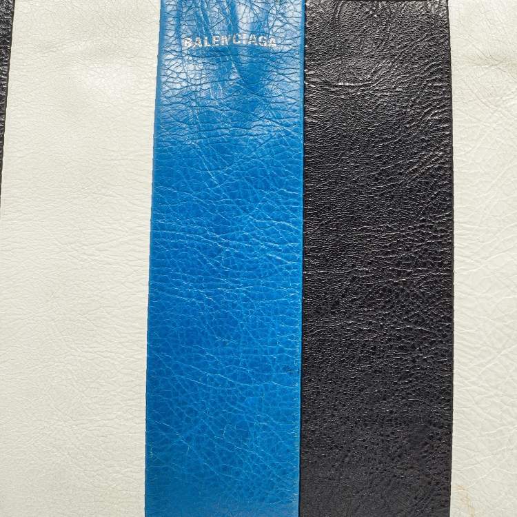 Pre Owned Balenciaga Tricolor Stripe Leather Bazar Pouch