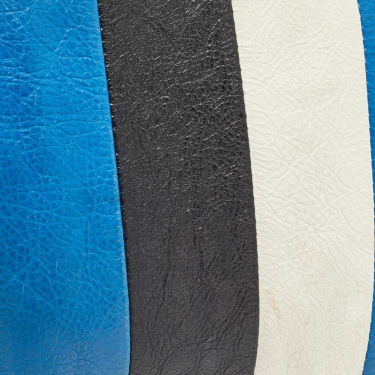Pre Owned Balenciaga Tricolor Stripe Leather Bazar Pouch
