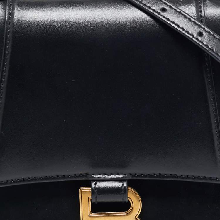 Pre Owned Balenciaga Black Leather Small Hourglass Top Handle Bag