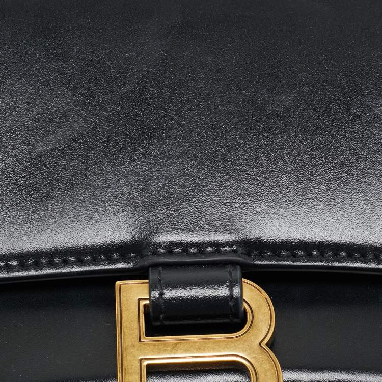 Pre Owned Balenciaga Black Leather Small Hourglass Top Handle Bag