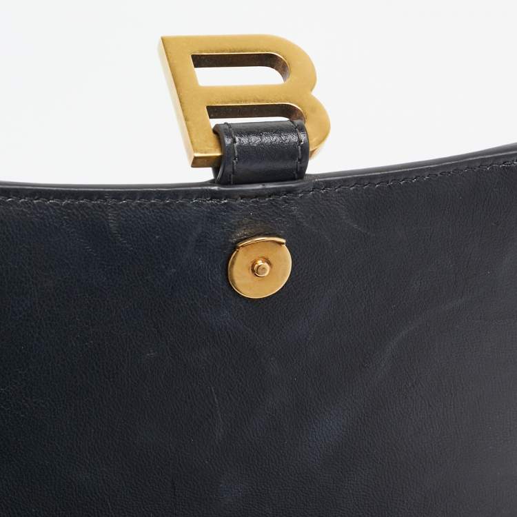 Pre Owned Balenciaga Black Leather Small Hourglass Top Handle Bag
