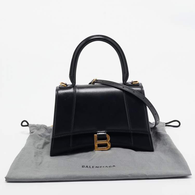 Pre Owned Balenciaga Black Leather Small Hourglass Top Handle Bag