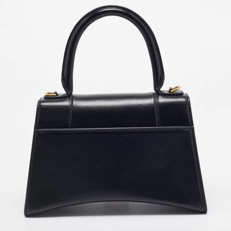 Pre Owned Balenciaga Black Leather Small Hourglass Top Handle Bag