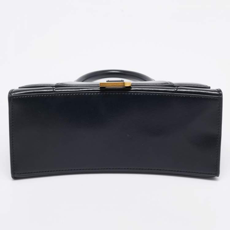 Pre Owned Balenciaga Black Leather Small Hourglass Top Handle Bag