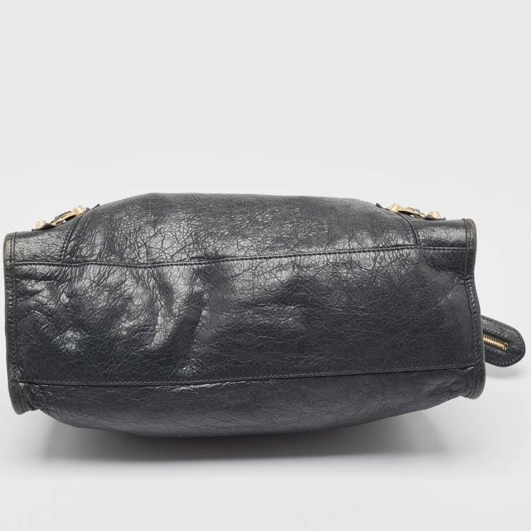 Pre Owned Balenciaga Grey Leather GGH Motorcycle City Bag