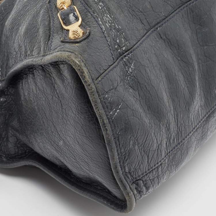 Pre Owned Balenciaga Grey Leather GGH Motorcycle City Bag